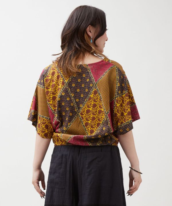 Check Patchwork Lightweight Top by AMINA - Ametsuchi