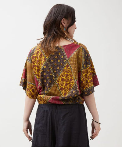 Check Patchwork Lightweight Top by AMINA - Ametsuchi