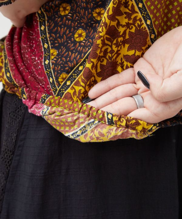 Check Patchwork Lightweight Top by AMINA - Ametsuchi
