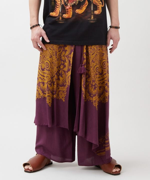 Barong Print Wrap Pants by AMINA - Ametsuchi