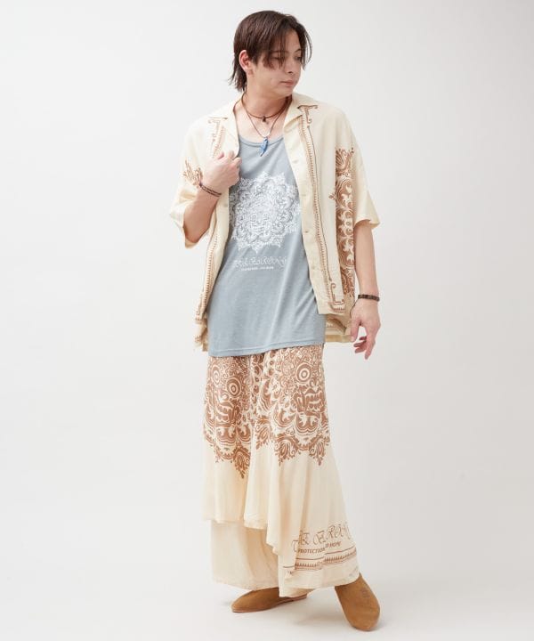 Barong Print Open Collar Shirt