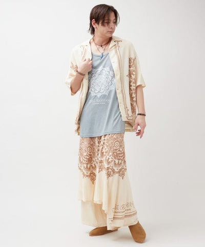 Barong Print Open Collar Shirt