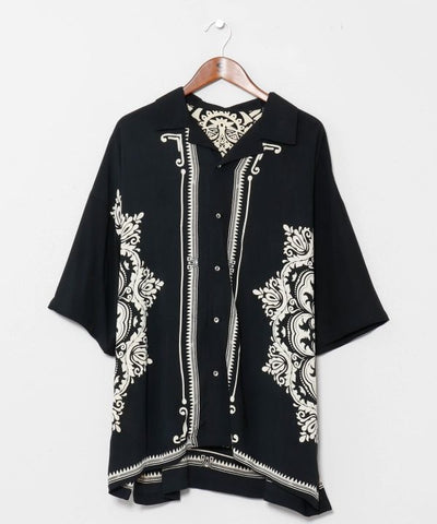 Barong Print Open Collar Shirt