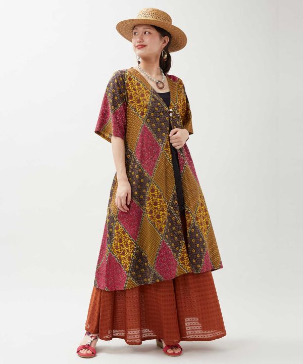 Check Patchwork UV Protection Cardigan by AMINA - Ametsuchi