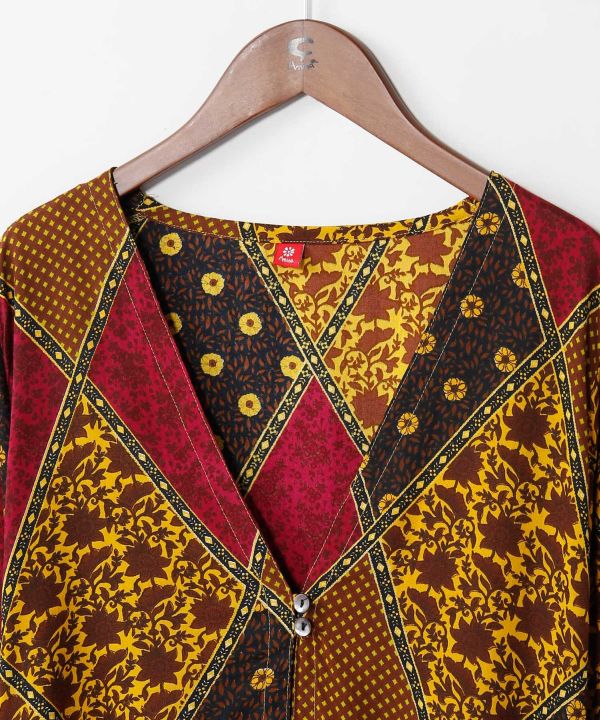 Check Patchwork UV Protection Cardigan by AMINA - Ametsuchi