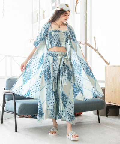 Check Patchwork UV Protection Cardigan by AMINA - Ametsuchi