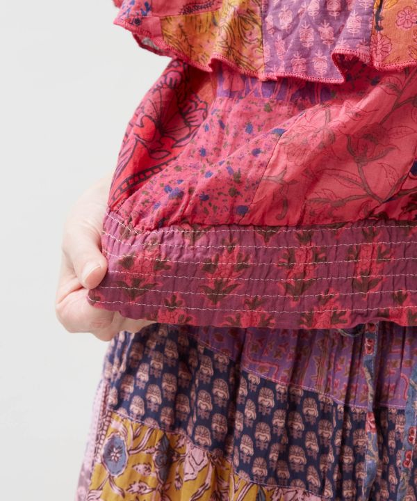 Gradient Patchwork Off Shoulder Top