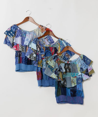Gradient Patchwork Off Shoulder Top