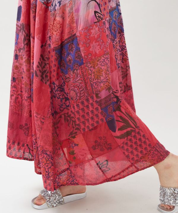 Gradient Patchwork Cotton Dress