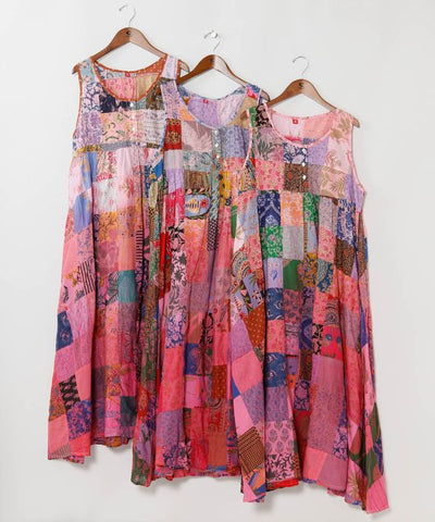 Gradient Patchwork Cotton Dress