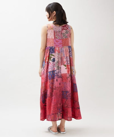 Gradient Patchwork Cotton Dress
