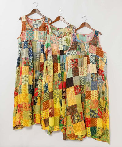 Gradient Patchwork Cotton Dress