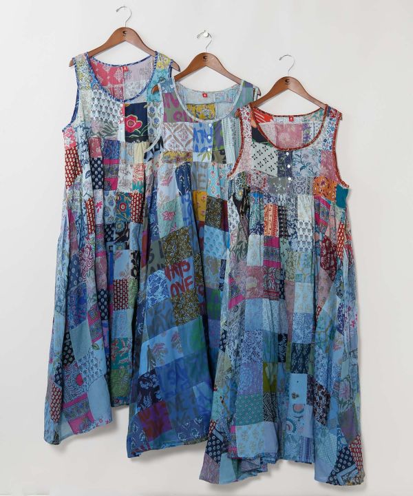 Gradient Patchwork Cotton Dress