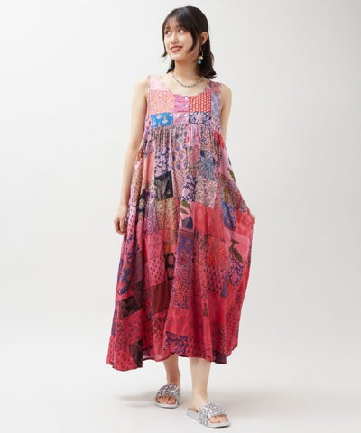 Gradient Patchwork Cotton Dress