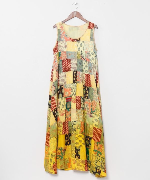 Gradient Patchwork Cotton Dress by AMINA - Ametsuchi