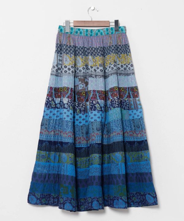 Gradient Patchwork Cotton Skirt by AMINA - Ametsuchi