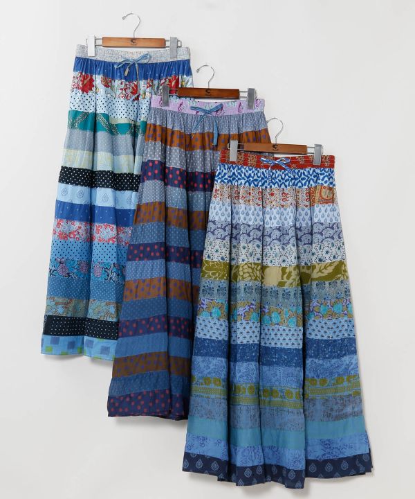 Gradient Patchwork Cotton Skirt