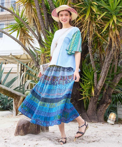 Gradient Patchwork Cotton Skirt