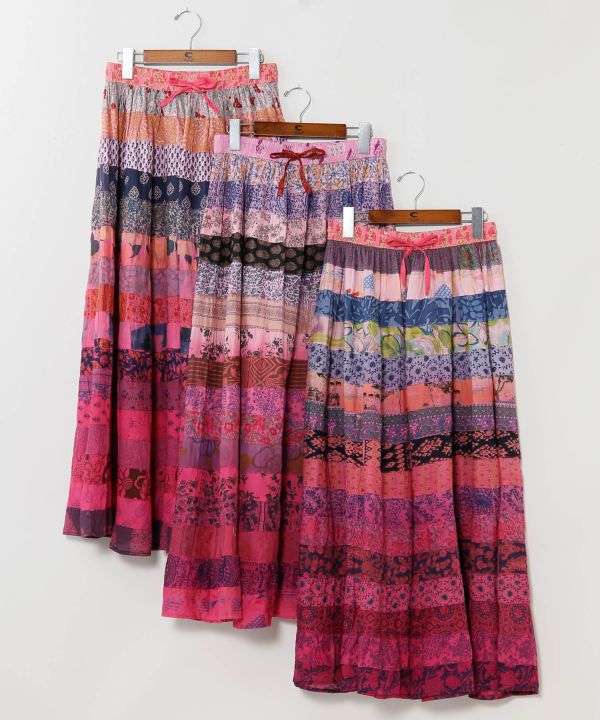 Gradient Patchwork Cotton Skirt