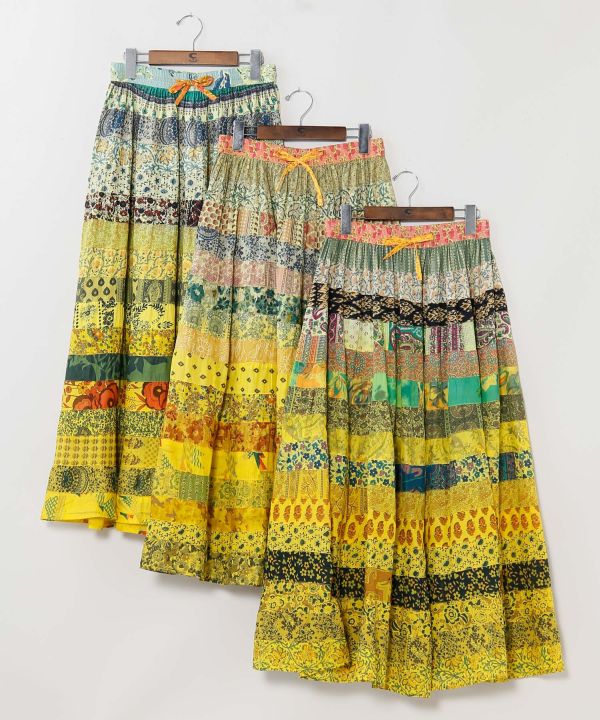 Gradient Patchwork Cotton Skirt