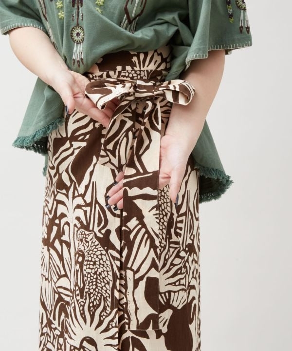 Jungle Animal Wrap Skirt by AMINA - Ametsuchi