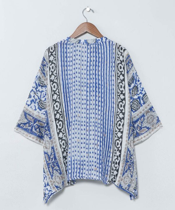 Kota Doria Blockprint Top by AMINA - Ametsuchi