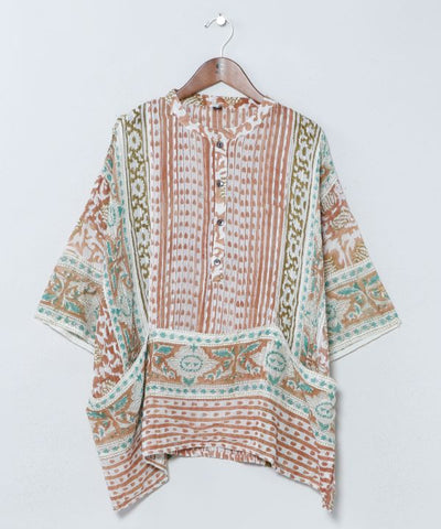 Kota Doria Blockprint Top by AMINA - Ametsuchi