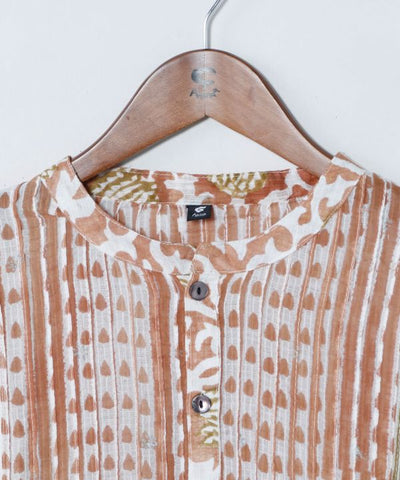 Kota Doria Blockprint Top by AMINA - Ametsuchi