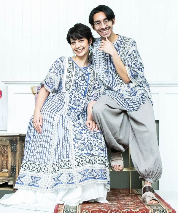 Kota Doria Blockprint Top by AMINA - Ametsuchi