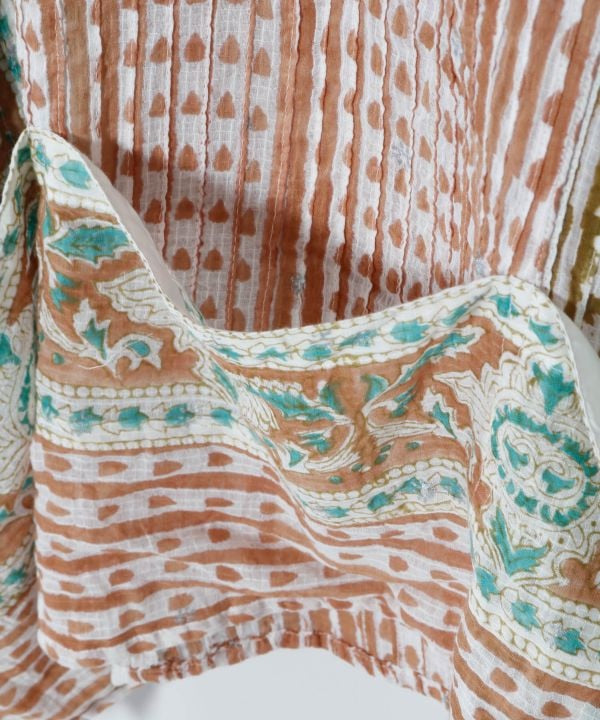 Kota Doria Blockprint Top by AMINA - Ametsuchi