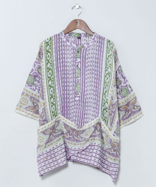 Kota Doria Blockprint Top by AMINA - Ametsuchi