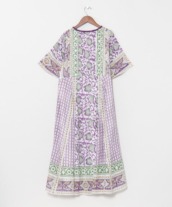 Kota Doria Blockprint Dress by AMINA - Ametsuchi