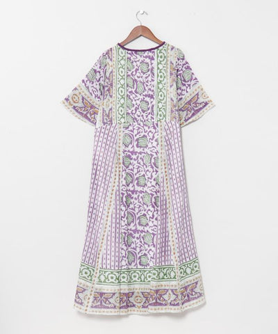 Kota Doria Blockprint Dress by AMINA - Ametsuchi