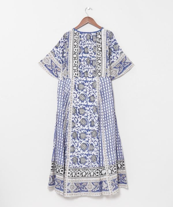 Kota Doria Blockprint Dress by AMINA - Ametsuchi