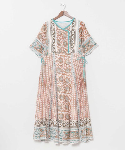 Kota Doria Blockprint Dress by AMINA - Ametsuchi