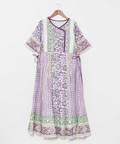 Kota Doria Blockprint Dress by AMINA - Ametsuchi