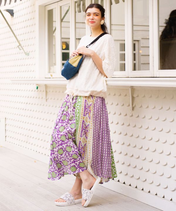 Kota Doria Circular Skirt by AMINA - Ametsuchi