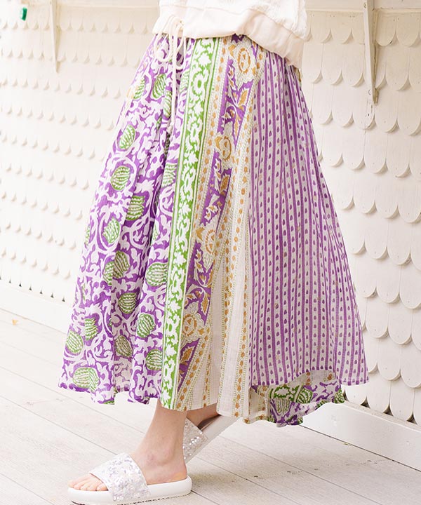 Kota Doria Circular Skirt by AMINA - Ametsuchi