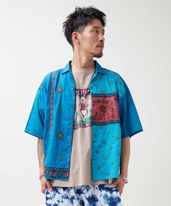 Lehenga Inspired Embroidered Shirt by AMINA - Ametsuchi