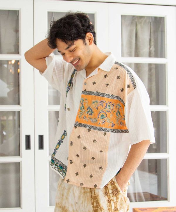 Lehenga Inspired Embroidered Shirt by AMINA - Ametsuchi