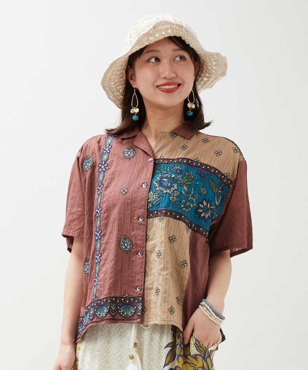 Indian Lehenga Patchwork Embroidered Shirt