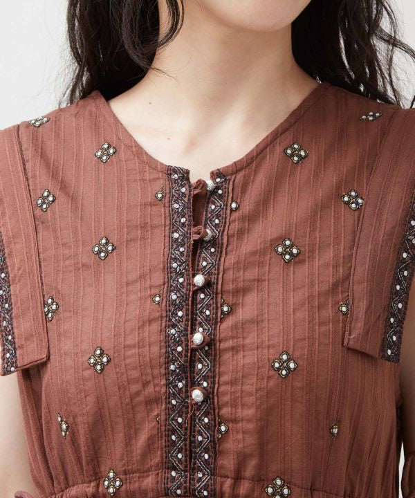 Lehenga Inspired Embroidered Dress by AMINA - Ametsuchi