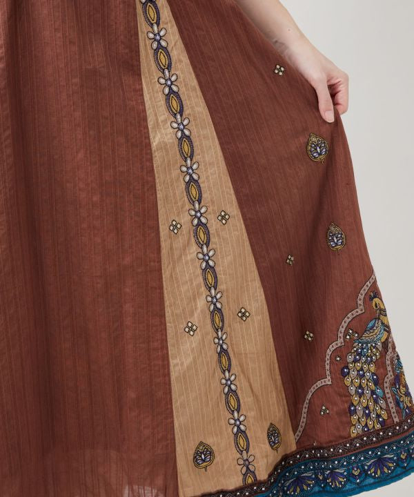 Lehenga Inspired Embroidered Dress by AMINA - Ametsuchi