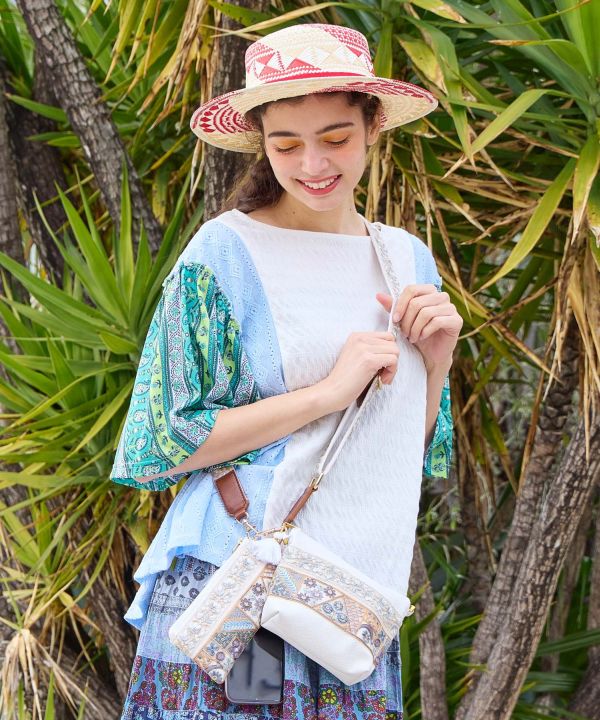 Zardozi Embroidered Strap Pouch by AMINA - Ametsuchi
