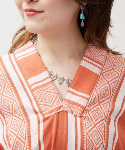Stripe Pattern Relaxed Tie Top by AMINA - Ametsuchi