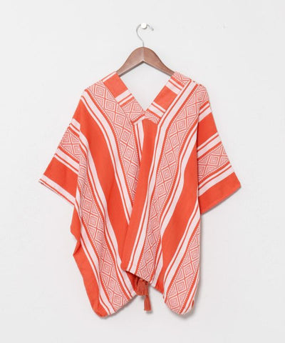 Stripe Pattern Relaxed Tie Top by AMINA - Ametsuchi