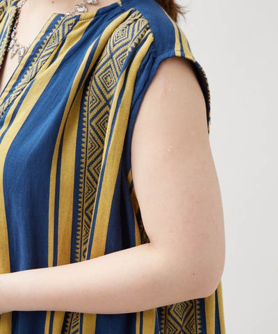 Geometric Stripe Sleeveless Dress by AMINA - Ametsuchi