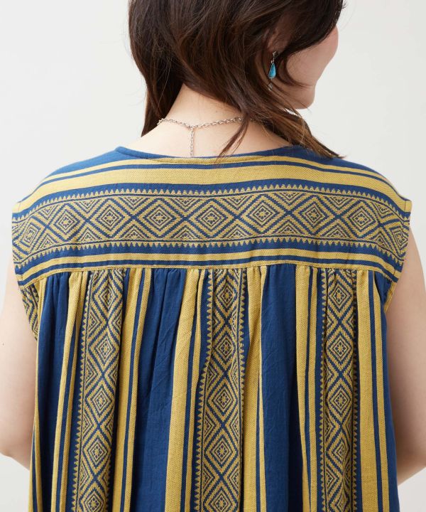 Geometric Stripe Sleeveless Dress by AMINA - Ametsuchi