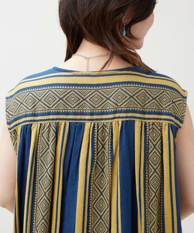 Geometric Stripe Sleeveless Dress by AMINA - Ametsuchi