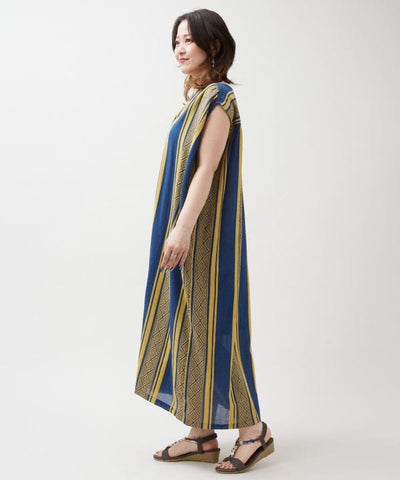 Geometric Stripe Sleeveless Dress by AMINA - Ametsuchi
